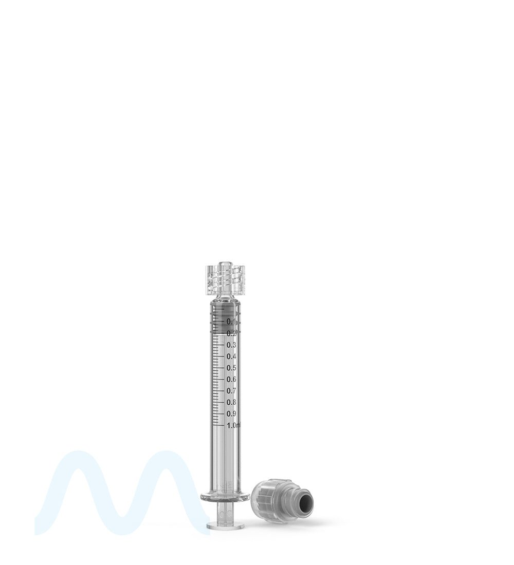 Child Resistant & Luer Lock | Long Glass Dab Applicator Syringes | 1mL - 0.1mL Increments - 100 Count - 5