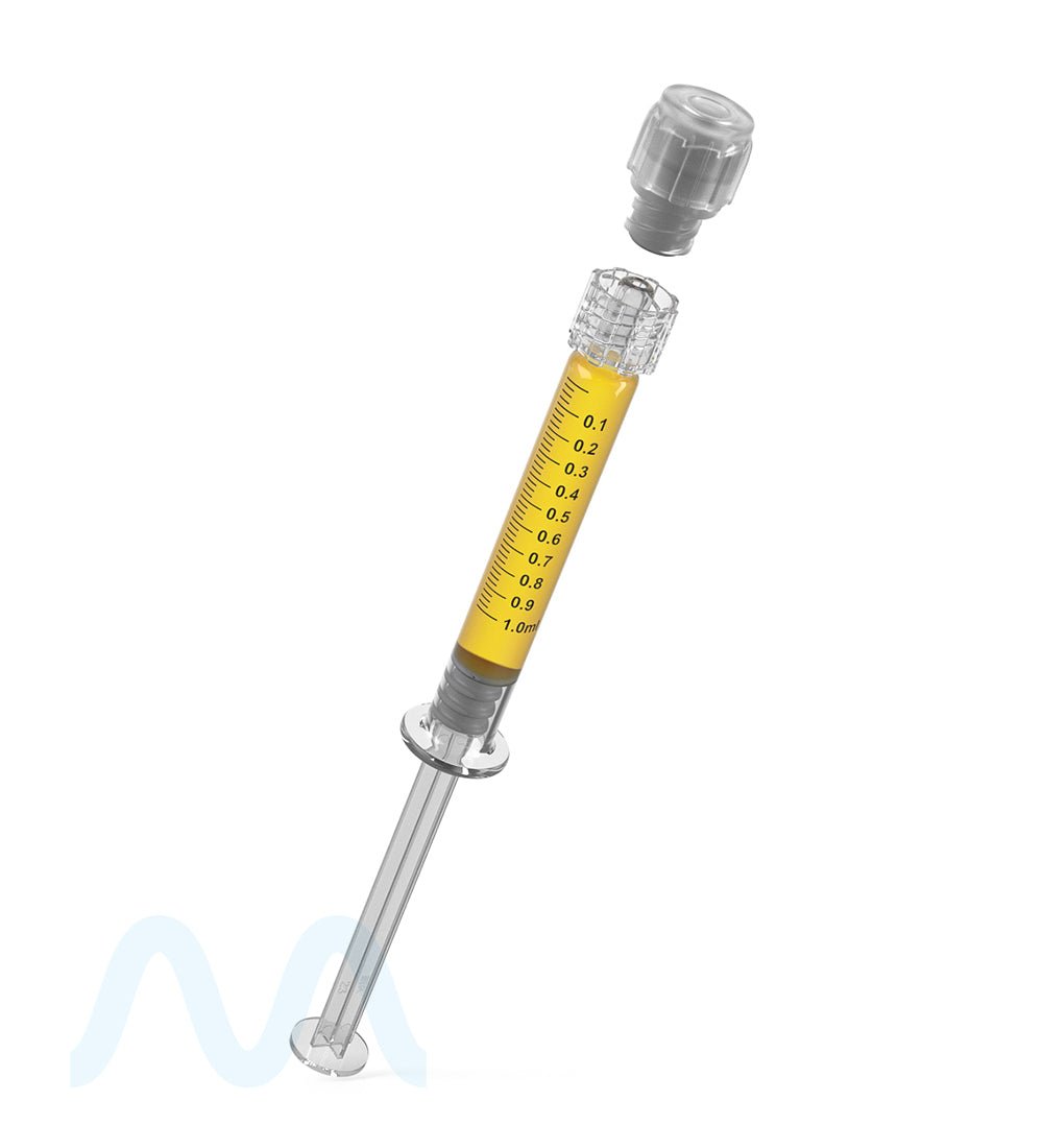 Child Resistant & Luer Lock | Long Glass Dab Applicator Syringes | 1mL - 0.1mL Increments - 100 Count - 9