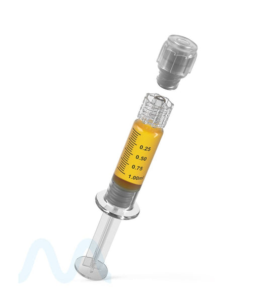 Child Resistant & Luer Lock | Glass Dab Applicator Syringes | 1mL - 0.25mL Increments - 100 Count - 9