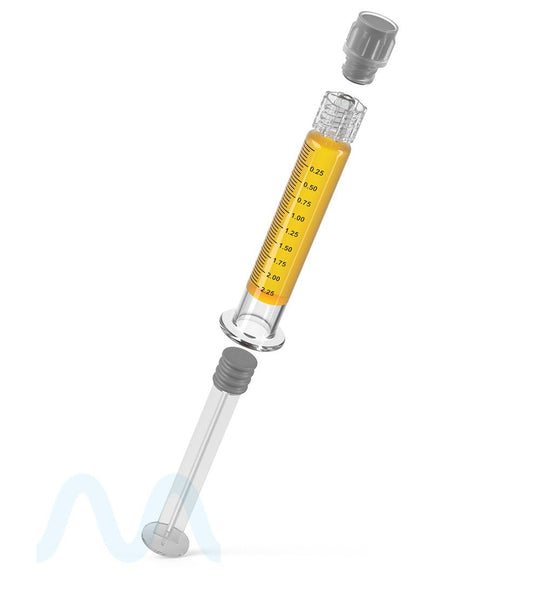 Luer Lock | Glass Dab Applicator Syringes | 2.25mL - 0.25mL Increments - 100 Count - 10