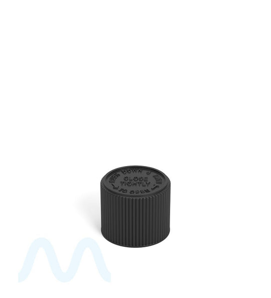 Child Resistant Ribbed Push Down & Turn Plastic PCR Caps w/ Foam Liner | 18mm - Matte Black | Sample - 1