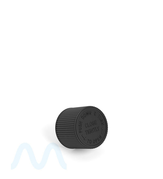 Child Resistant | Ribbed Push Down & Turn Plastic Caps w/ Foam Liner | 18mm - Matte Black - 400 Count - 3