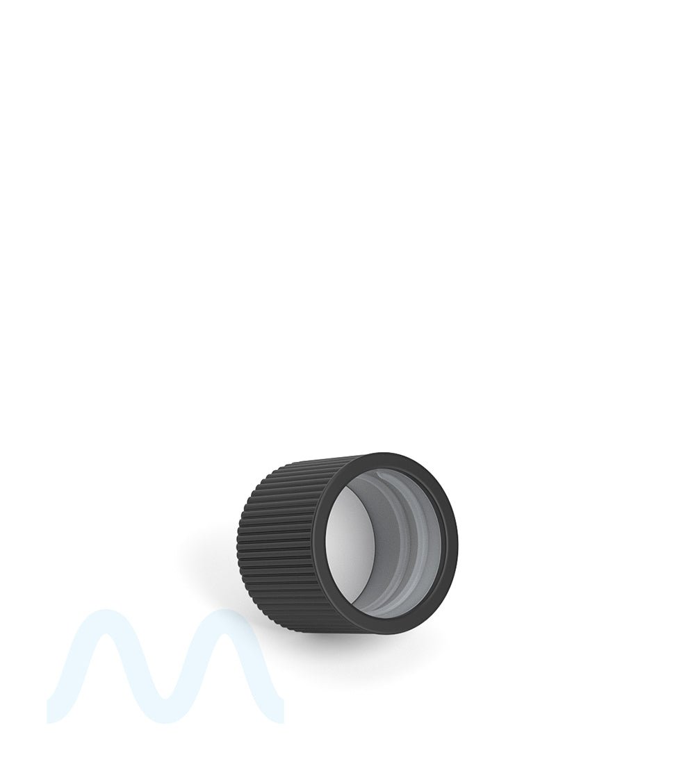 Child Resistant | Ribbed Push Down & Turn Plastic Caps w/ Foam Liner | 18mm - Matte Black - 400 Count - 4