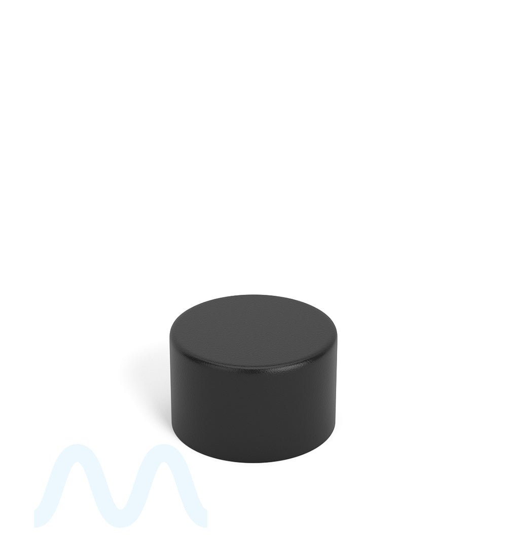 Child Resistant | Smooth Push Down & Turn Plastic Caps for Wide Body Glass Tube | 28mm - Matte Black - 200 Count - 1