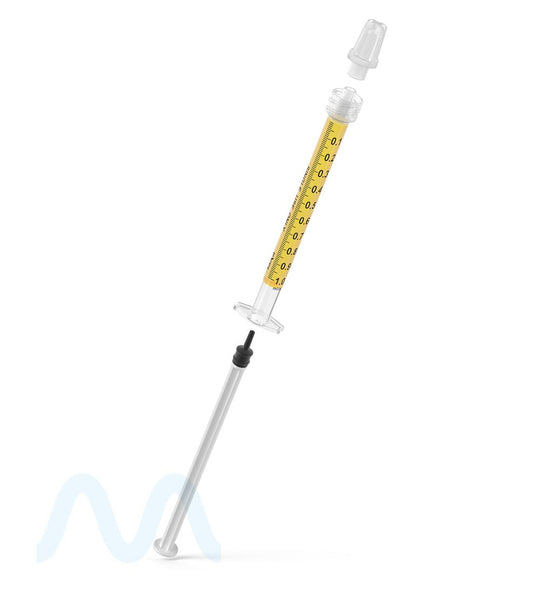 Luer Lock | Plastic Dab Applicator Syringes | 1mL - 0.1mL Increments - 100 Count - 10