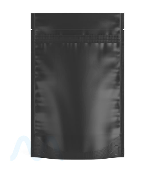 Tamper Evident | Matte Black Mylar Bags (Tear Notch) | 6in x 9.25in - 28g - 1000 Count