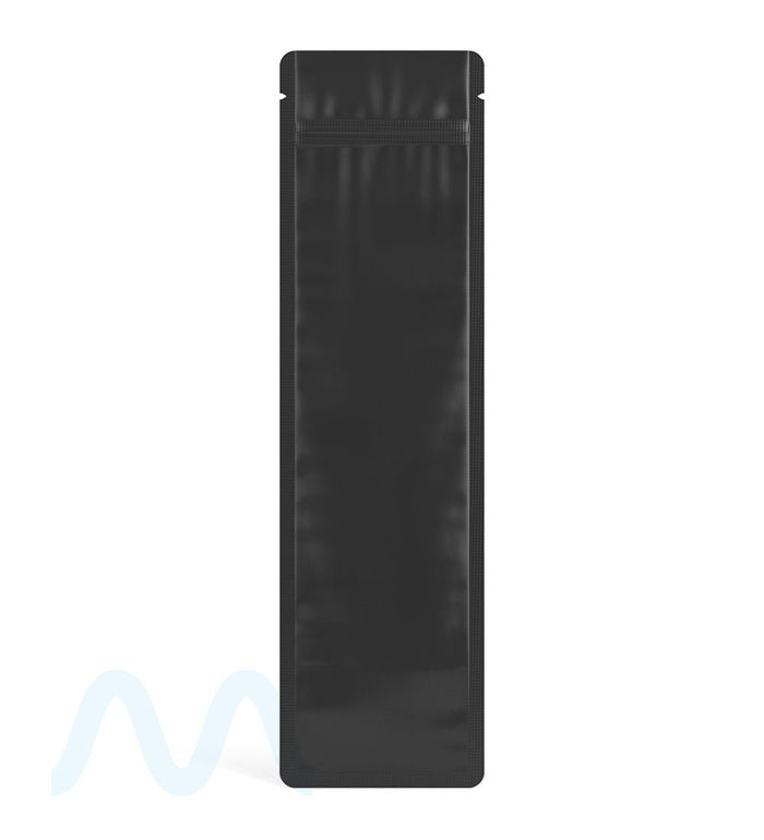 Tamper Evident Matte Black PCR Mylar Bags for Pre-Roll/Syringe (Tear Notch) | 2.5in x 9in - 3.5g | Sample Image