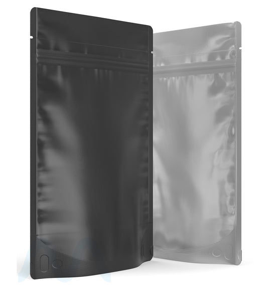 Tamper Evident | Matte Black Vista Mylar Bags (Tear Notch) | 6in x 9.3in - 28g - 1000 Count