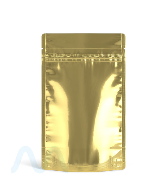 Tamper Evident | Glossy Gold Vista Mylar Bag (Tear Notch) | 5in x 8.1in - 14g - 1000 Count