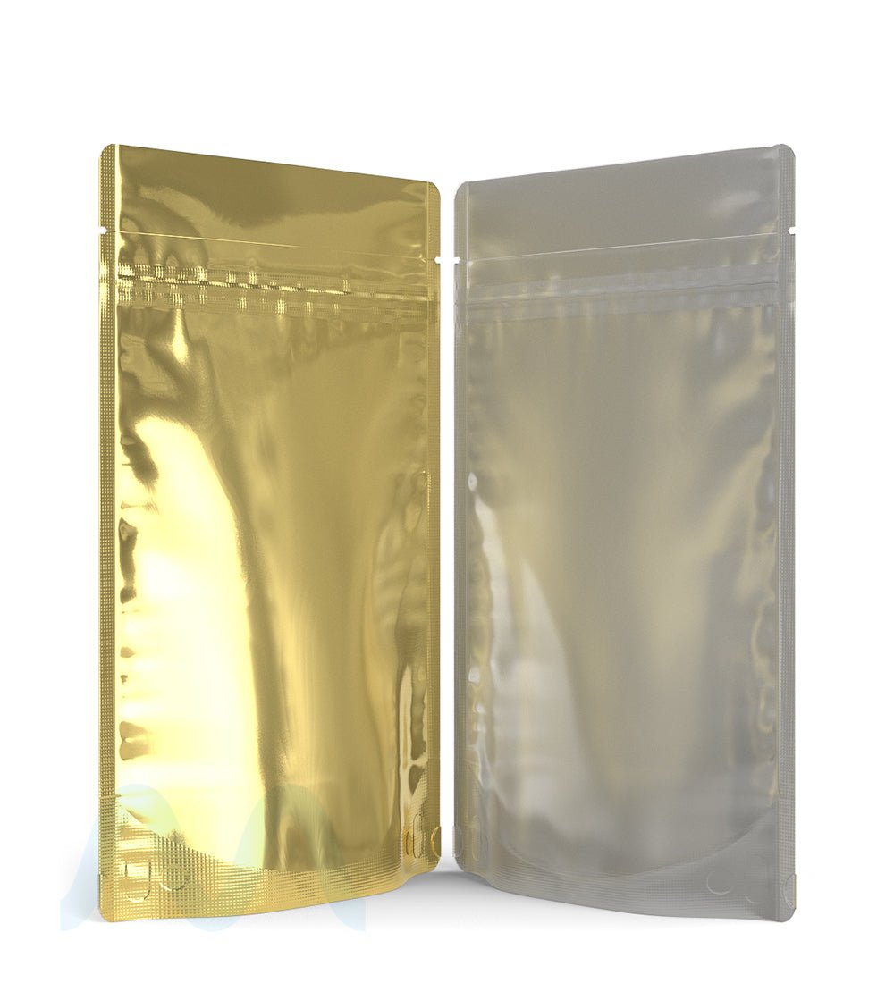 Tamper Evident | Glossy Gold Vista Mylar Bag (Tear Notch) | 5in x 8.1in - 14g - 1000 Count - 3