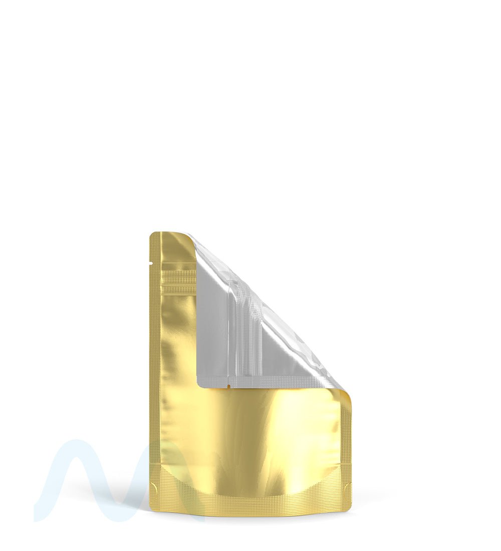 Tamper Evident Matte Gold Vista PCR Mylar Bag (Tear Notch) | 3.6in x 5in - 3.5g | Sample - 5