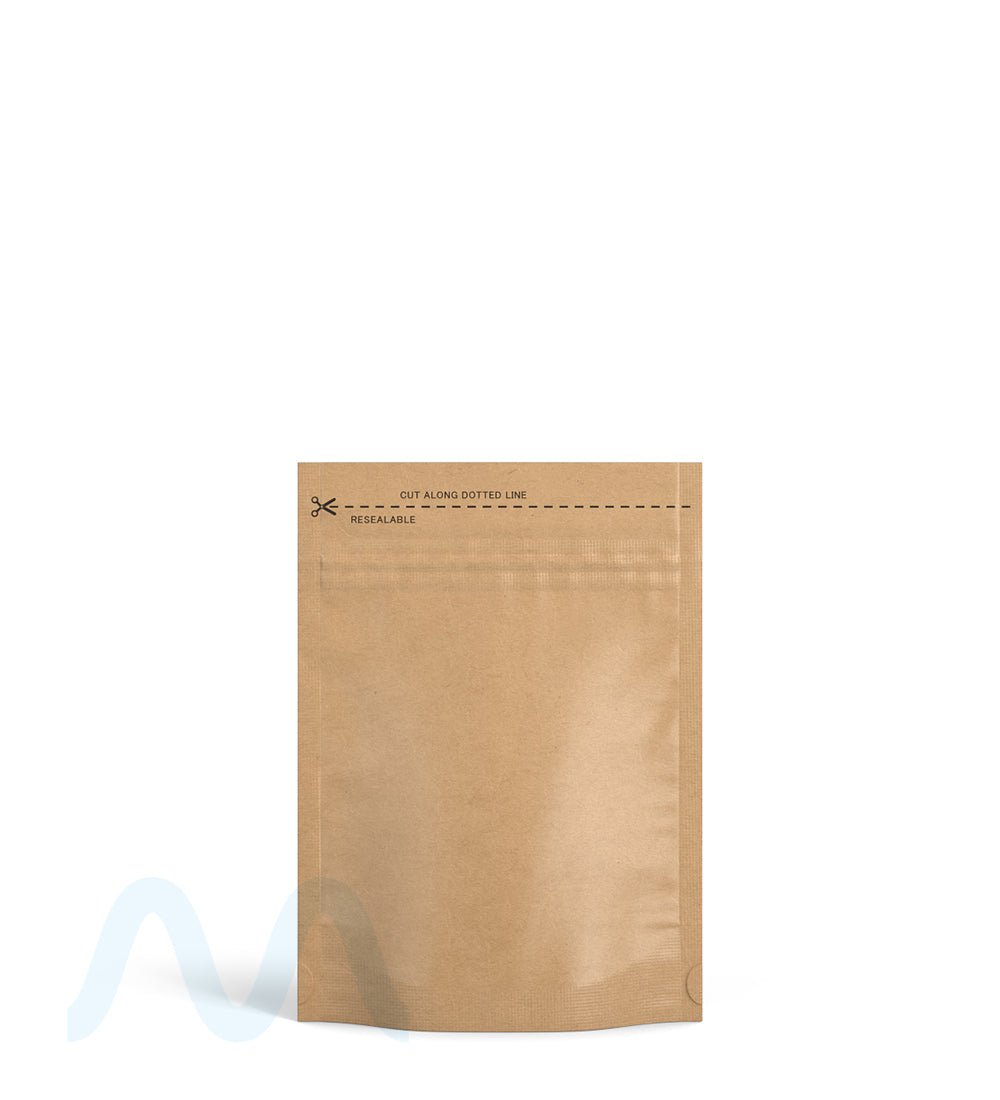 Tamper Evident | Matte Kraft Paper Vista Mylar Bag (No Tear Notch) | 3.62in x 5in - 3.5g - 1000 Count - 1