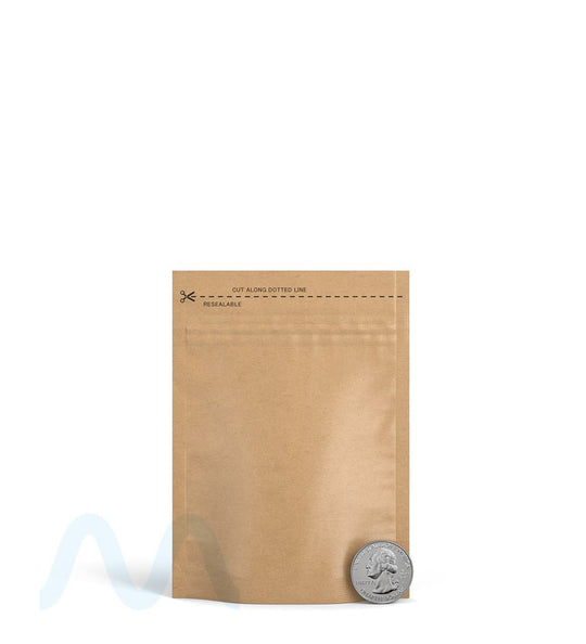 Tamper Evident | Matte Kraft Paper Vista Mylar Bag (No Tear Notch) | 3.62in x 5in - 3.5g - 1000 Count - 6