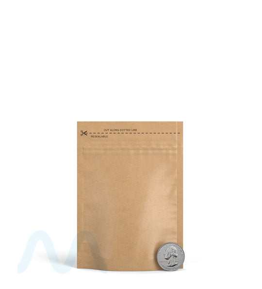 Tamper Evident | Matte Kraft Paper Vista Mylar Bag (No Tear Notch) | 3.62in x 5in - 3.5g - 1000 Count