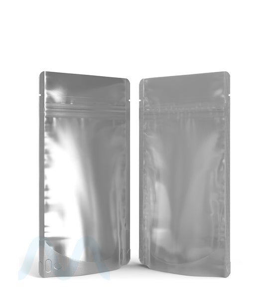 Tamper Evident | Matte Silver Vista Mylar Bags (Tear Notch) | 4in x 6.5in - 7g - 1000 Count - 3