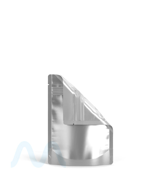 Tamper Evident | Matte Silver Vista Mylar Bags (Tear Notch) | 3.6in x 5in - 3.5g - 1000 Count