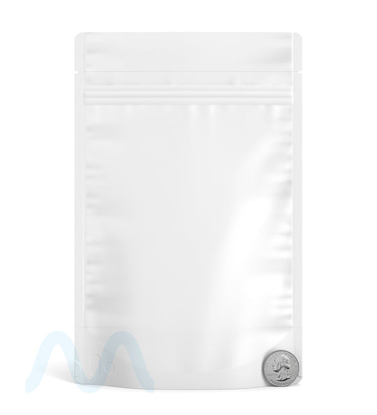 Tamper Evident | Matte White Vista Mylar Bags (Tear Notch) | 6in x 9.3in - 28g - 1000 Count