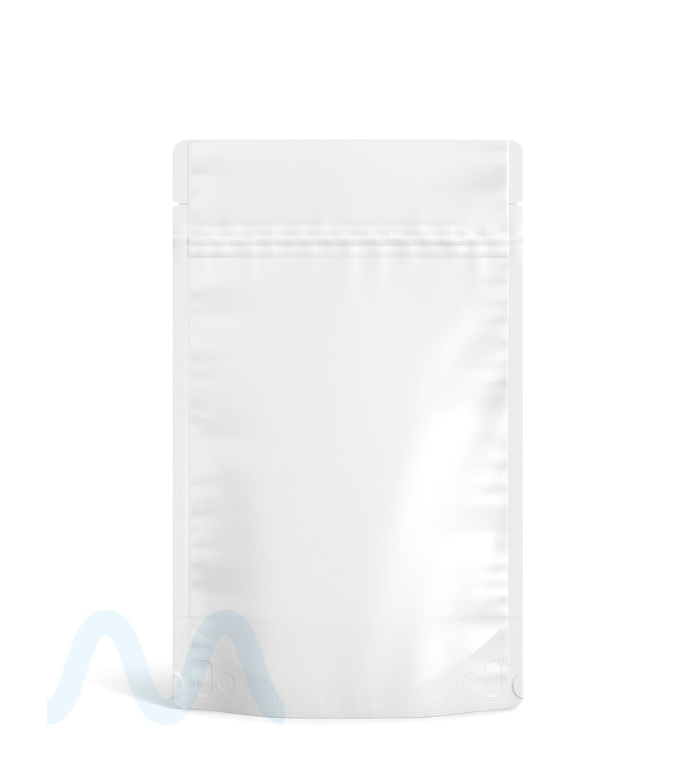 Tamper Evident | Matte White Vista Mylar Bags (Tear Notch) | 5in x 8.1in - 14g - 1000 Count - 1