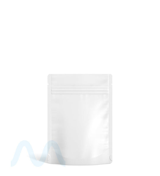 Tamper Evident | Matte White Vista Mylar Bags (Tear Notch) | 3.6in x 5in - 3.5g - 1000 Count - 1