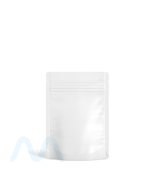 Tamper Evident | Matte White Mylar Bag (Tear Notch) | 3.6in x 5in - 3.5g - 1000 Count