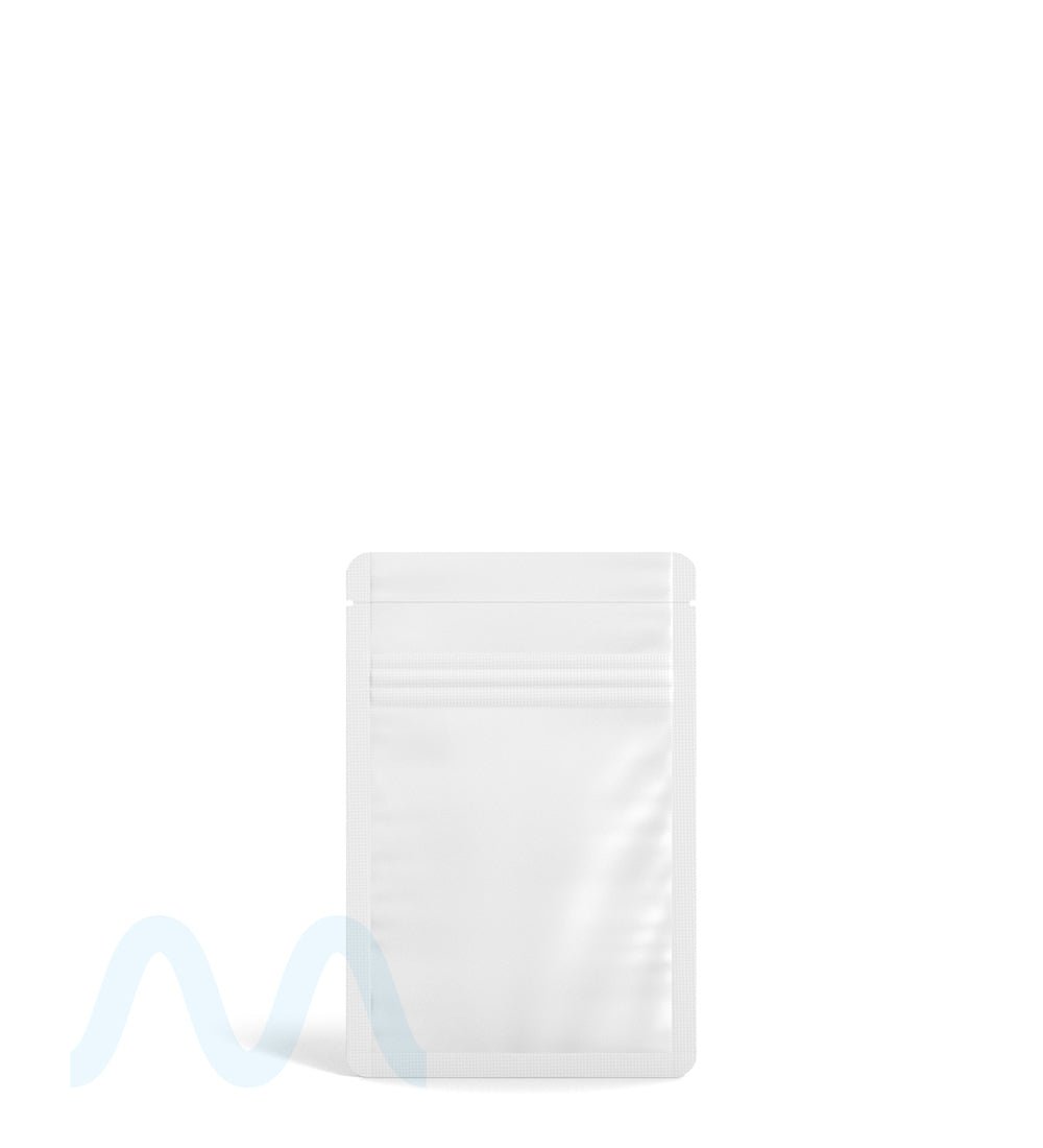 Tamper Evident | Matte White Mylar Bag (Tear Notch) | 3in x 4.5in - 1g - 1000 Count - 1