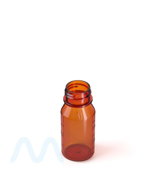 Child Resistant | Push Down & Turn Plastic Syrup Bottles w/ Oral Adapters | 1oz - Amber - 325 Count - 1