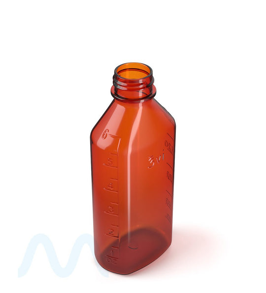 Child Resistant | Push Down & Turn Plastic Syrup Bottles | 6oz - Amber - 100 Count - 2