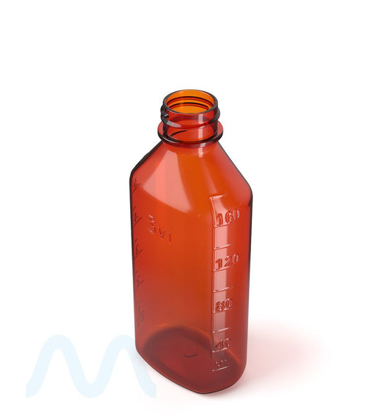 Child Resistant | Push Down & Turn Plastic Syrup Bottles | 6oz - Amber - 100 Count - 3