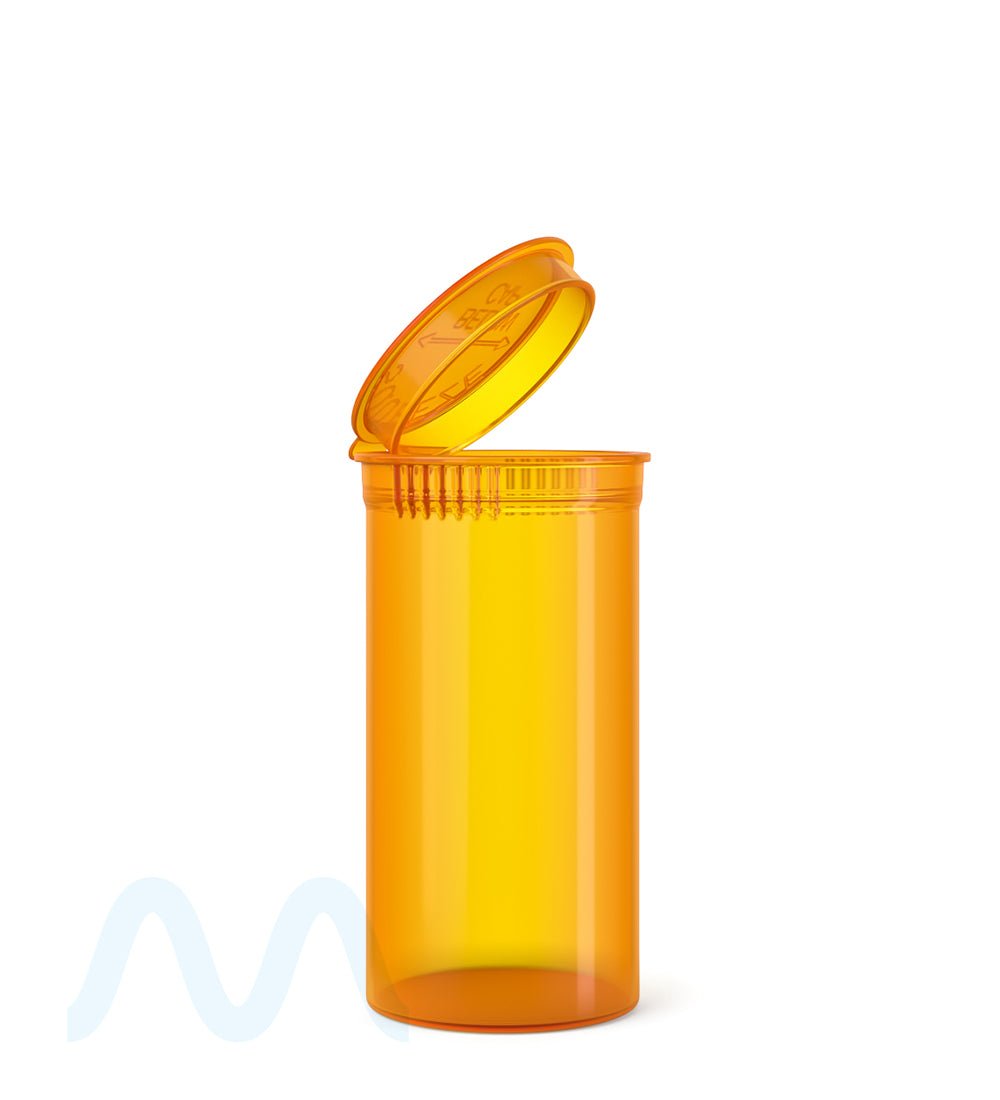 Child Resistant | Transparent Amber Pop Top Bottles | 13dr - 2g - 315 Count - 1