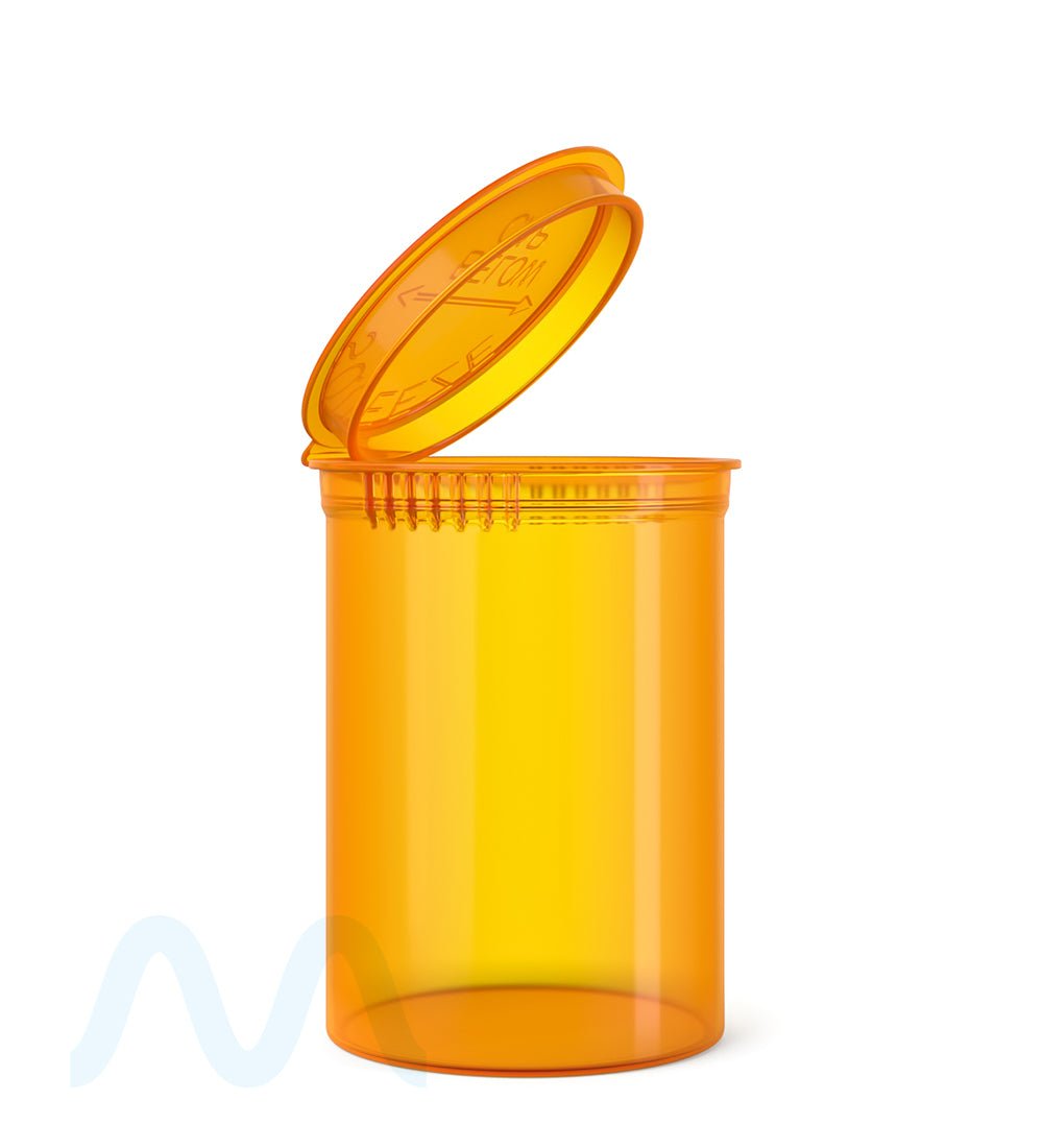 Child Resistant | Transparent Amber Pop Top Bottles | 30dr - 7g - 150 Count - 1