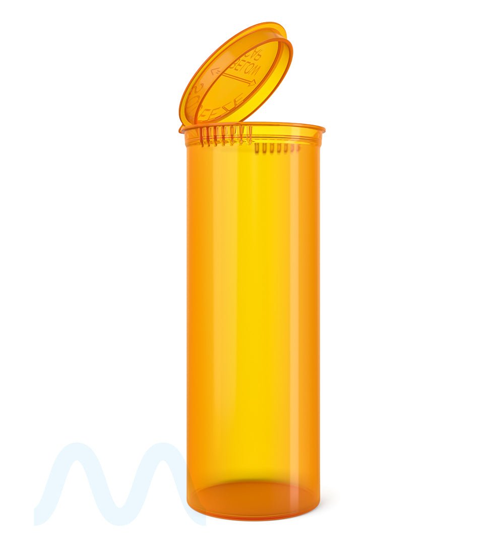 Child Resistant | Transparent Amber Pop Top Bottles | 60dr - 14g - 75 Count - 1