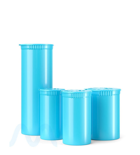 Child Resistant | Opaque Aqua Pop Top Bottles | 13dr - 2g - 315 Count - 5