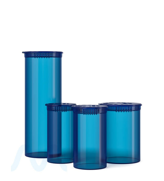 Child Resistant | Transparent Blue Pop Top Bottles | 13dr - 2g - 315 Count - 5