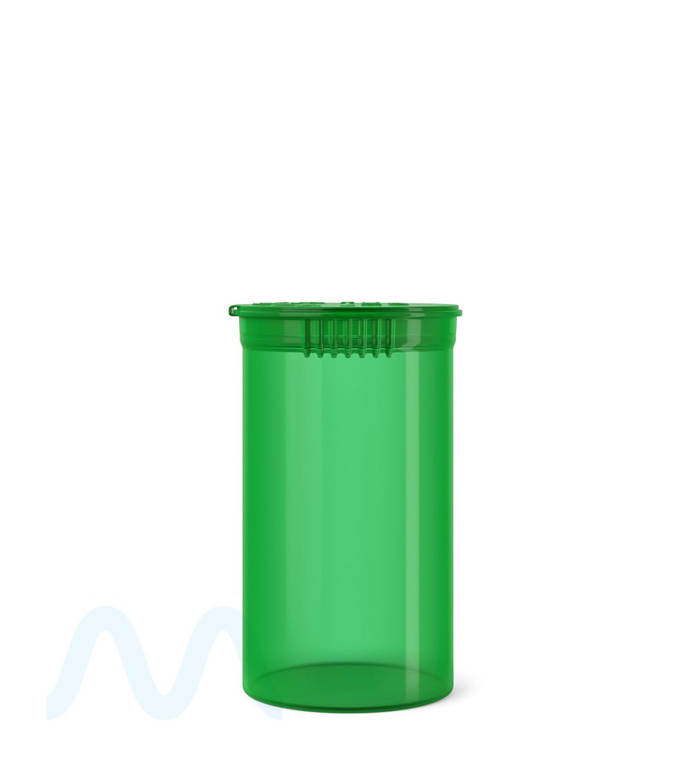 Child Resistant | Transparent Green Pop Top PCR Bottles | 19dr - 3.5g - 225 Count - 2