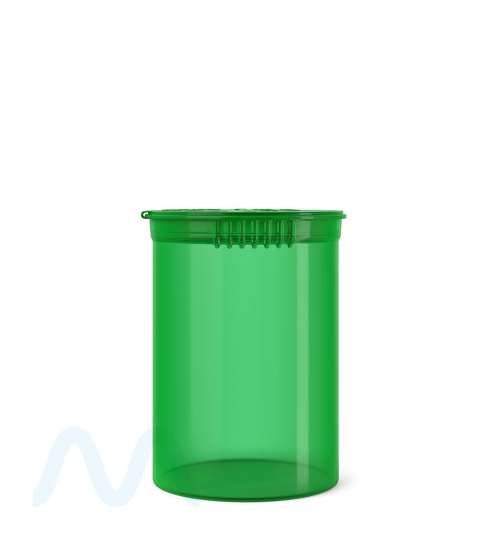 Child Resistant | Transparent Green Pop Top Bottles | 30dr - 7g - 150 Count - 2