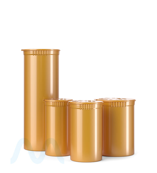 Child Resistant | Opaque Gold Pop Top Bottles | 13dr - 2g - 315 Count