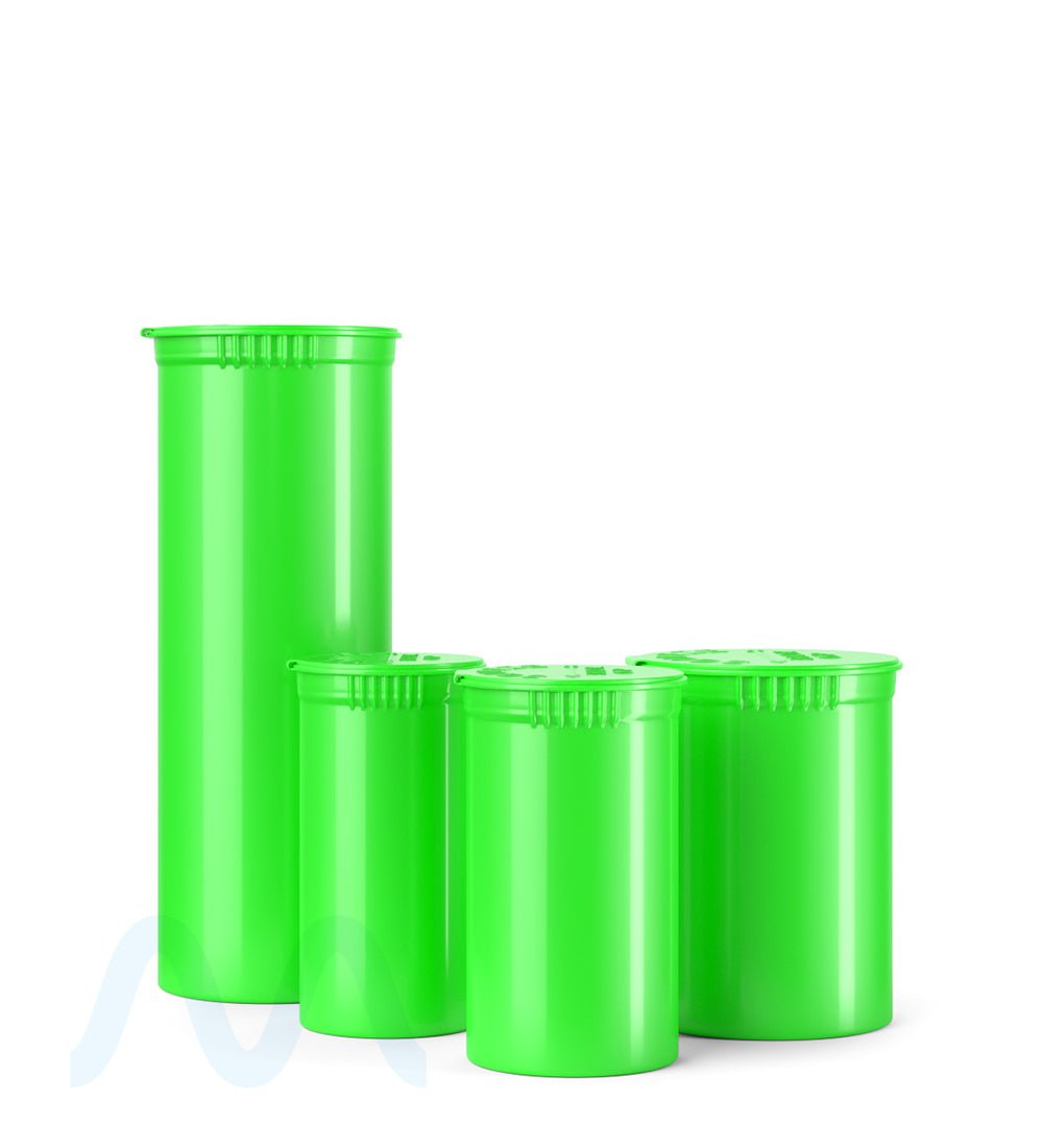 Child Resistant | Opaque Lime Pop Top Bottles | 13dr - 2g - 315 Count - 5