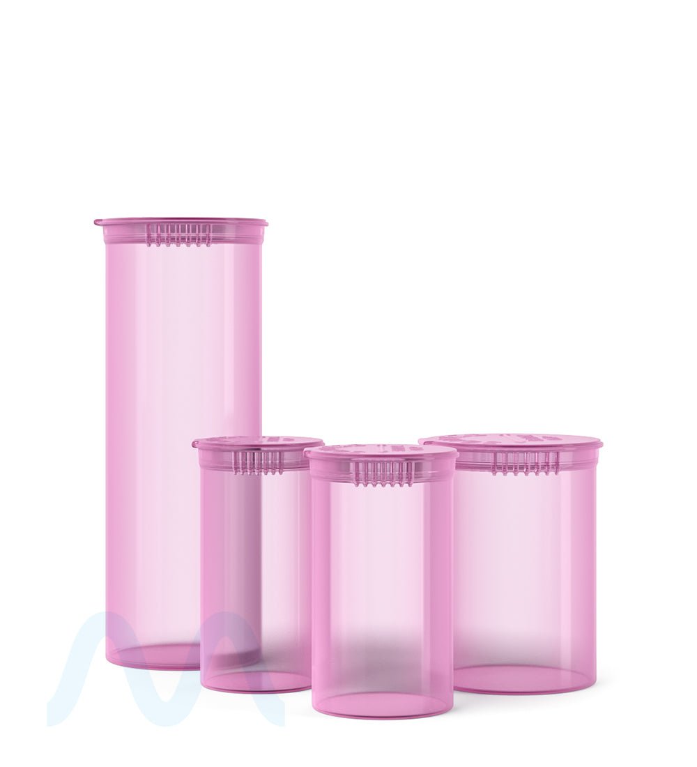 Child Resistant | Transparent Pink Pop Top Bottles | 19dr - 3.5g - 225 Count - 5