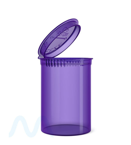 Child Resistant | Transparent Purple Pop Top Bottles | 30dr - 7g - 150 Count - 1