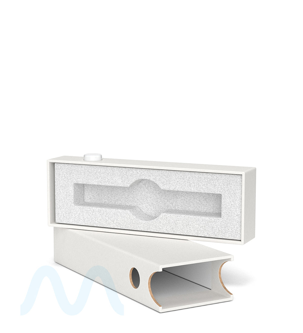 Child Resistant & Sustainable | 100% Recyclable Slim Cardboard Vape Cartridge Box w/ Press Button & Foam Insert | 100mm - White - 100 Count - 3