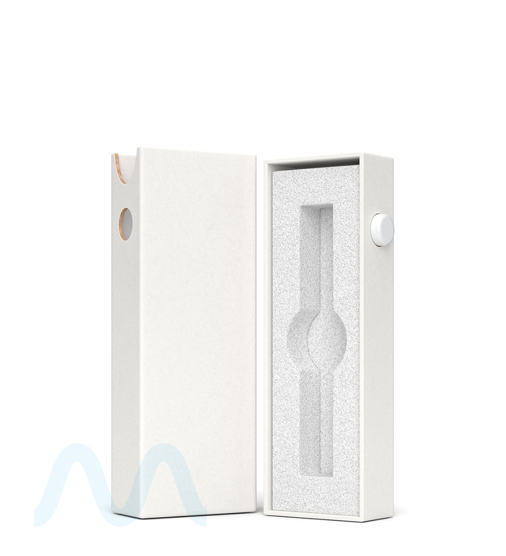 Child Resistant & Sustainable | 100% Recyclable Slim Cardboard Vape Cartridge Box w/ Press Button & Foam Insert | 100mm - White - 100 Count - 4