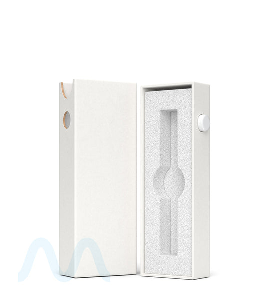 Child Resistant & Sustainable | 100% Recyclable Slim Cardboard Vape Cartridge Box w/ Press Button & Foam Insert | 100mm - White - 100 Count - 4