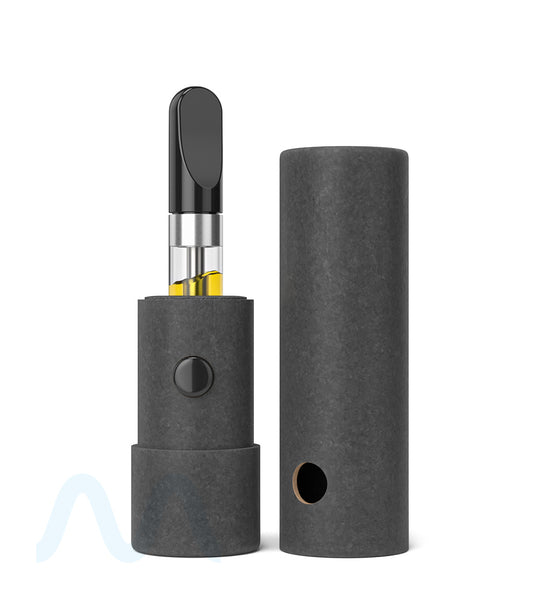 Child Resistant & Sustainable | 100% Recyclable Cardboard Vape Cartridge Tube w/ Press Button | 95mm - Black - 100 Count