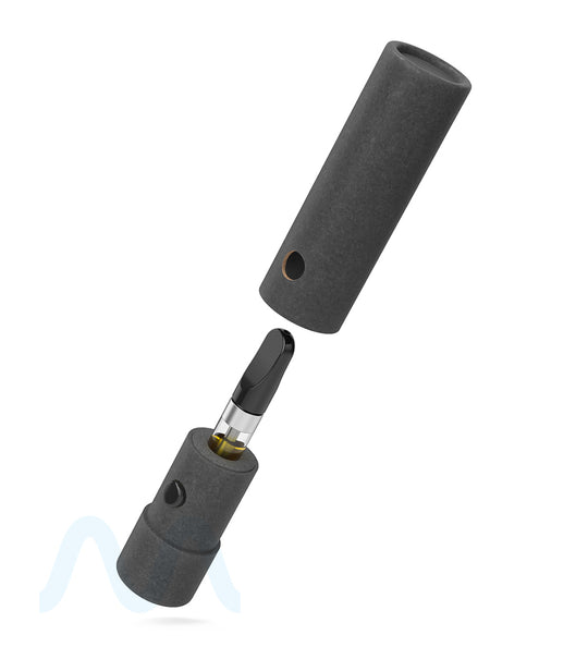 Child Resistant & Sustainable | 100% Recyclable Cardboard Vape Cartridge Tube w/ Press Button | 95mm - Black - 100 Count