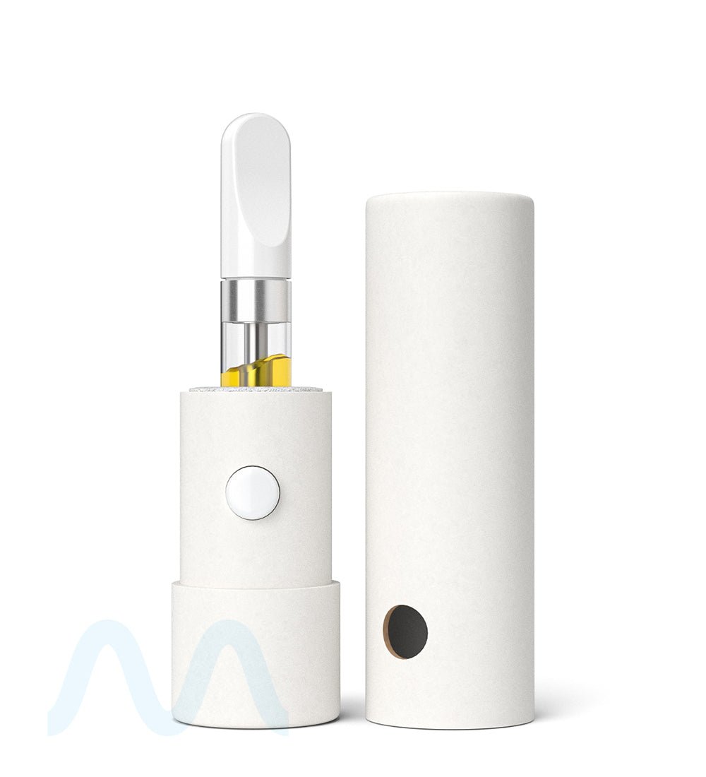 Child Resistant & Sustainable | 100% Recyclable Cardboard Vape Cartridge Tube w/ Press Button | 95mm - White - 100 Count - 3