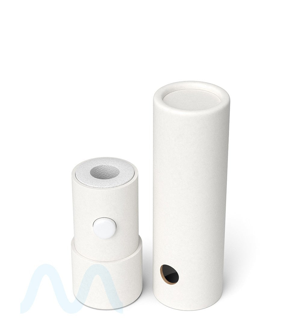 Child Resistant & Sustainable | 100% Recyclable Cardboard Vape Cartridge Tube w/ Press Button | 95mm - White - 100 Count - 5