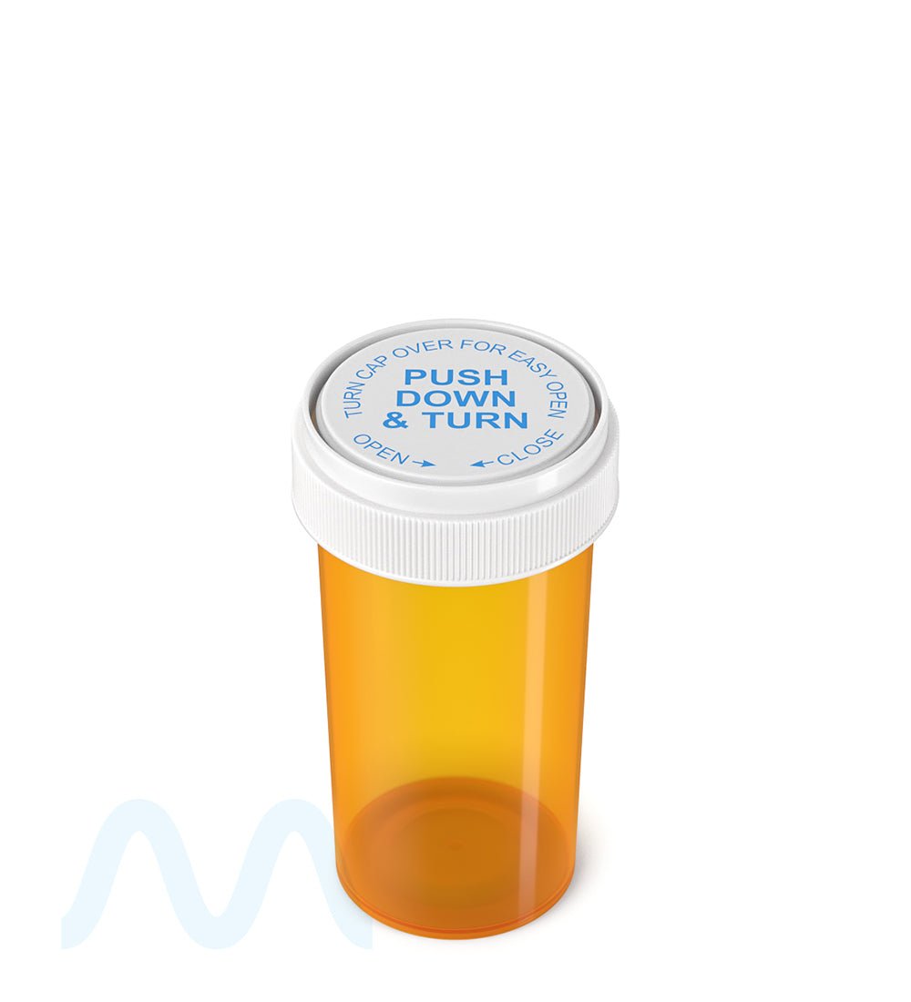 Child Resistant | Amber Reversible Cap Vials | 40dr - 10g - 150 Count - 2