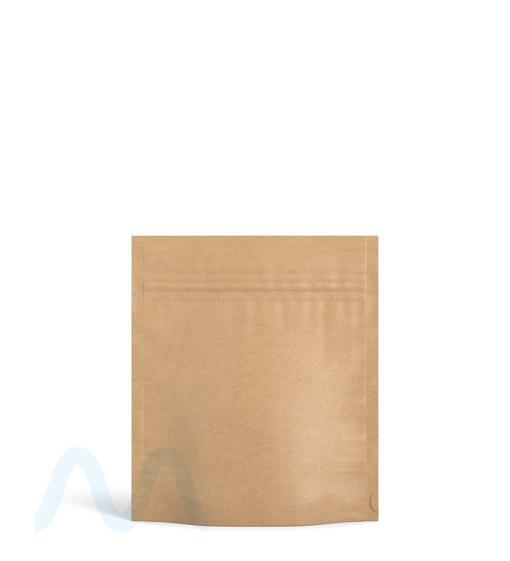 Tamper Evident | Matte Kraft Paper Mylar Bag (No Tear Notch) | 3.4in x 4in - 1g - 1000 Count - 1