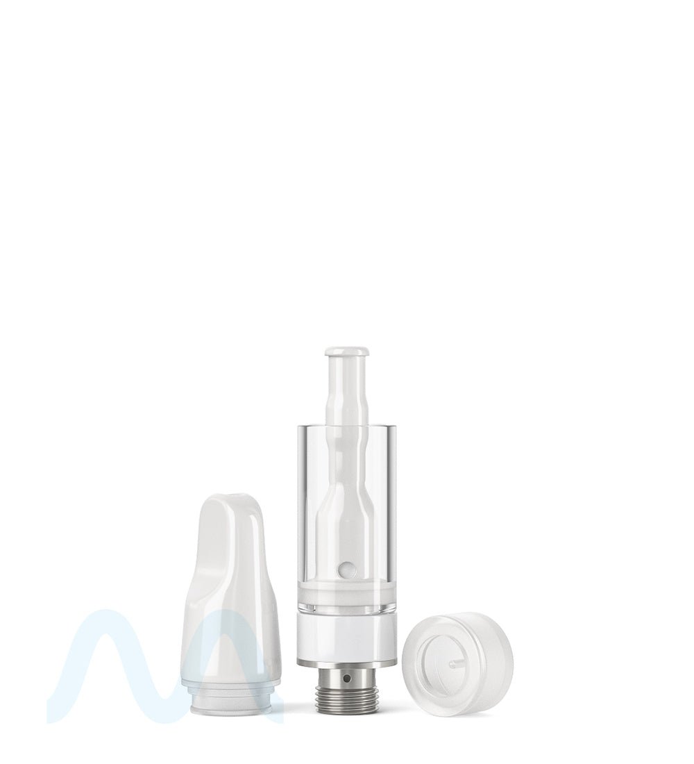 TPK | Ceramic Vape Cartridge with Flat White Ceramic Mouthpiece | 0.5mL - Press On - 100 Count - 6