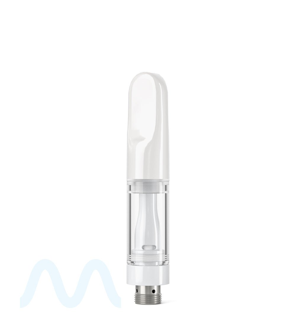 Verified Vapes | Ceramic Vape Cartridge with Flat White Ceramic Mouthpiece | 0.5mL - Press On - 100 Count - 1